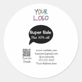 super sale business discount scan QR code details Ronde Sticker