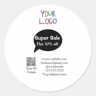 super sale business discount scan QR code details Ronde Sticker