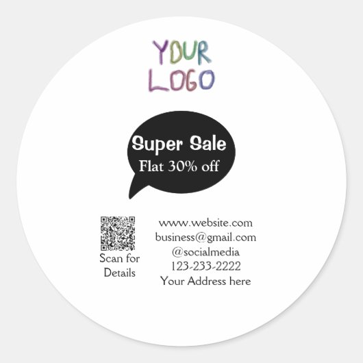 super sale business discount scan QR code details Ronde Sticker (Voorkant)