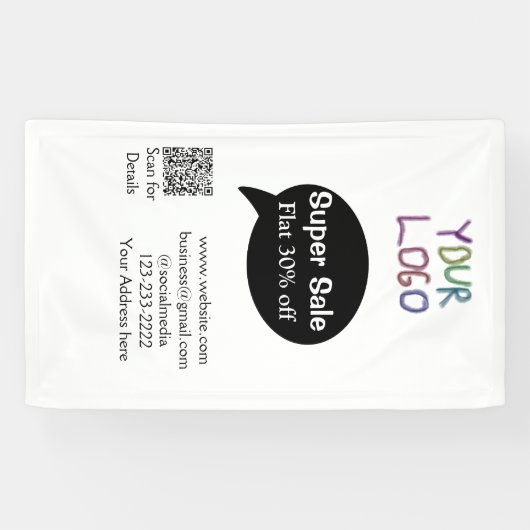 super sale business discount scan QR code details Spandoek (Horizontaal)