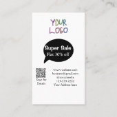 super sale business discount scan QR code details Visitekaartje (Achterkant)