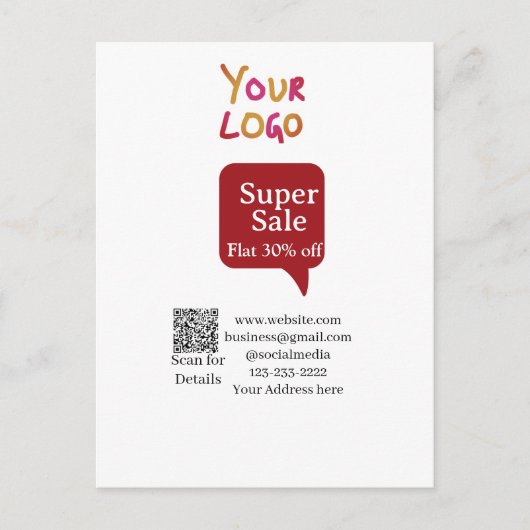 super sale zakelijke korting scan QR-code details  Briefkaart (Voorkant)