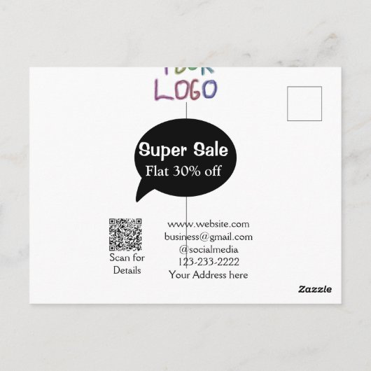 super sale zakelijke korting scan QR-code details Briefkaart (Achterkant)
