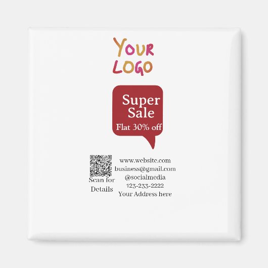super sale zakelijke korting scan QR-code details Magneet (Voorkant)