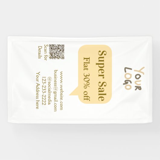 super sale zakelijke korting scan QR-code details Spandoek (Horizontaal)