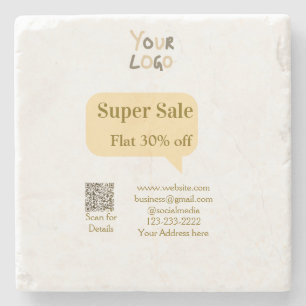 super sale zakelijke korting scan QR-code details Stenen Onderzetter