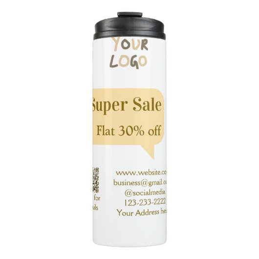 super sale zakelijke korting scan QR-code details Thermosbeker (Voorkant)