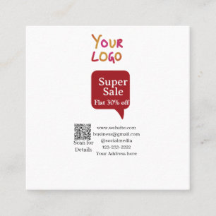 super sale zakelijke korting scan QR-code details Vierkante Visitekaartje