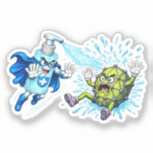 Super Sanitizer vs. Germ Monster Sticker (Voorkant)