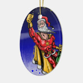 Super Santa Claus Keramisch Ornament (Links)