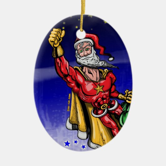 Super Santa Claus Keramisch Ornament (Voorkant)