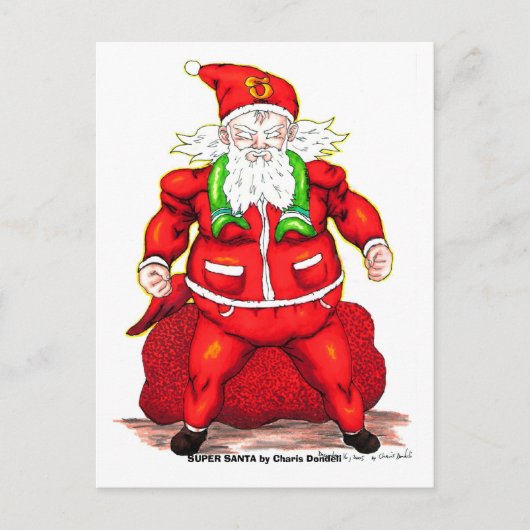 SUPER SANTA van Charis Dondeli Feestdagenkaart (Voorkant)