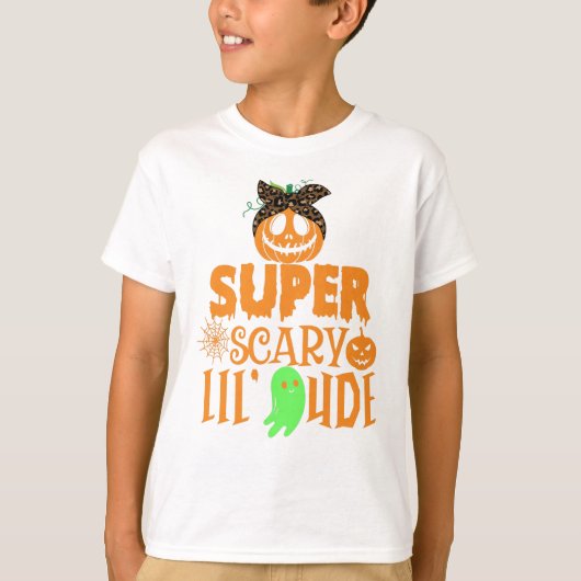  SUPER SCARY LIL' DUDE - CUTE SCARY PUMPKIN T-SHIRT (Voorkant)