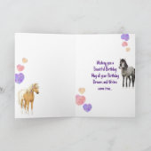 Super schattig Boho pony's roze Paarse Kaart (Binnen)