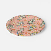 Super schattig feestkitten meisjes in vrolijke kle papieren bordje (Gekanteld)