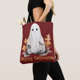 Super Schattig Geestje Laat Herfst Rode Gelukkige Tote Bag