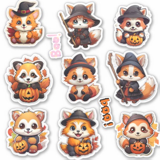 Super schattig Halloween Red Panda Stickers (Voorkant)