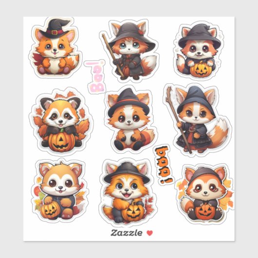 Super schattig Halloween Red Panda Stickers (Vel)