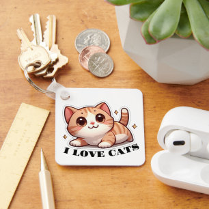 Super schattig katje Ik hou van katten Sleutelhanger