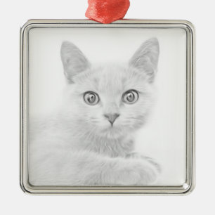 SUPER SCHATTIG Katje Kat Portret Metalen Ornament