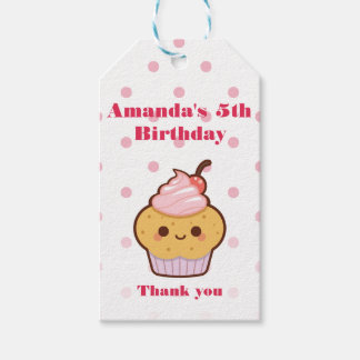Super schattig kawaii mooie cupcake DANK U wel gun Cadeaulabel