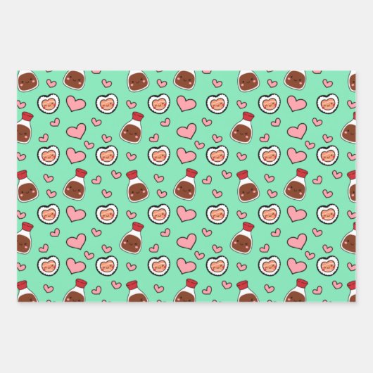 Super schattig Kawaii Sushi Inpakpapier Vel (Voorkant 3)