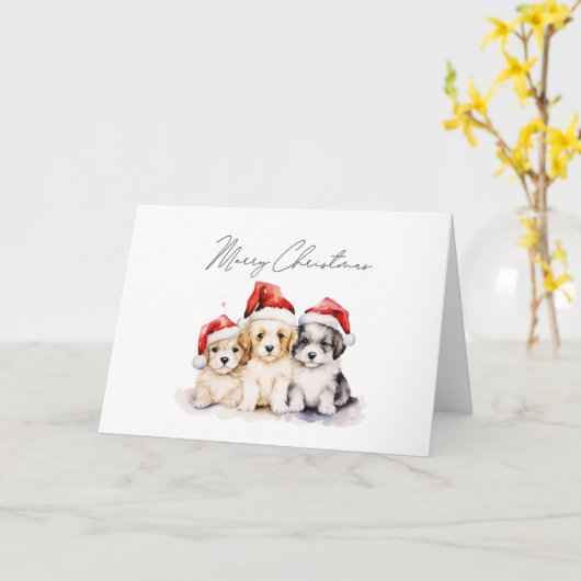 Super schattig kerst puppies kaart (Gele Bloem)