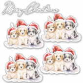 Super schattig kerst puppies sticker (Voorkant)