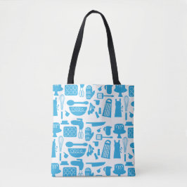 Super Schattige blauw keukengerei Tote Bag