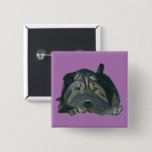 Super Schattige Chinese Shar Pei Button (Voorkant /achterkant)