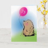 Super schattige egel verjaardagswens kaart (Gele Bloem)