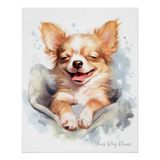 Super schattige engel slapende pup Chihuahua Hond Perfect Poster