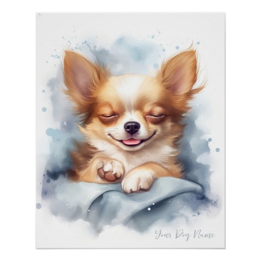 Super schattige engel slapende pup Chihuahua Hond  Perfect Poster (Voorkant)