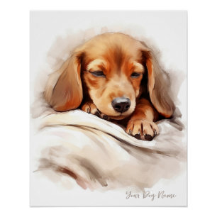 Super schattige engel slapende pup Dachshund Dog 0 Perfect Poster