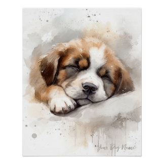 Super schattige engel slapende pup sint bernard ho perfect poster