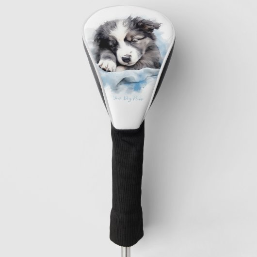 Super schattige engel slapende puppy Border Collie Golfheadcover (Voorkant)