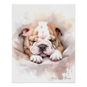 Super schattige engel slapende puppy Bulldog 002 - Perfect Poster