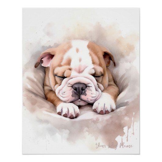 Super schattige engel slapende puppy Bulldog 002 - Perfect Poster (Voorkant)