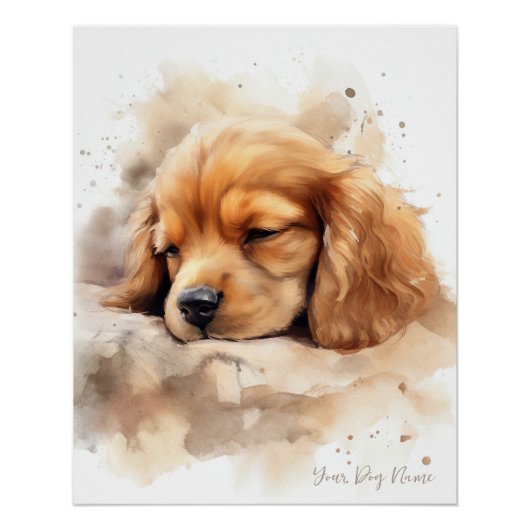 Super schattige engel slapende puppy Cocker Spanie Perfect Poster (Voorkant)