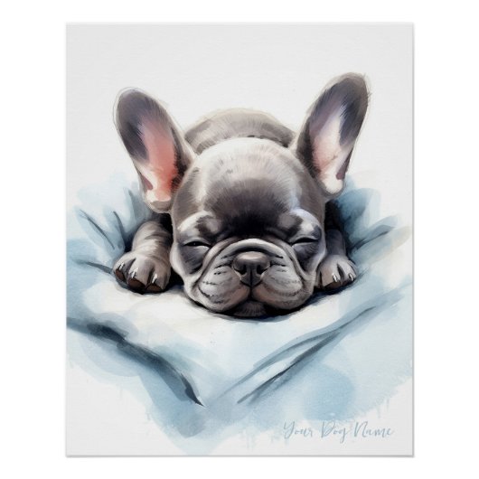 Super schattige engel slapende puppy Franse Bulldo Perfect Poster (Voorkant)