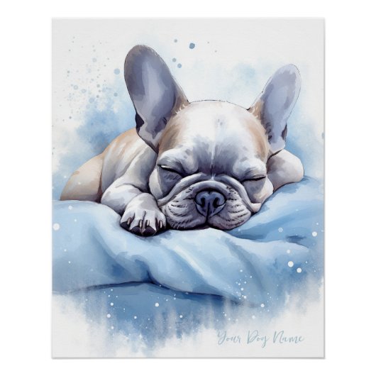 Super schattige engel slapende puppy Franse Bulldo Perfect Poster (Voorkant)