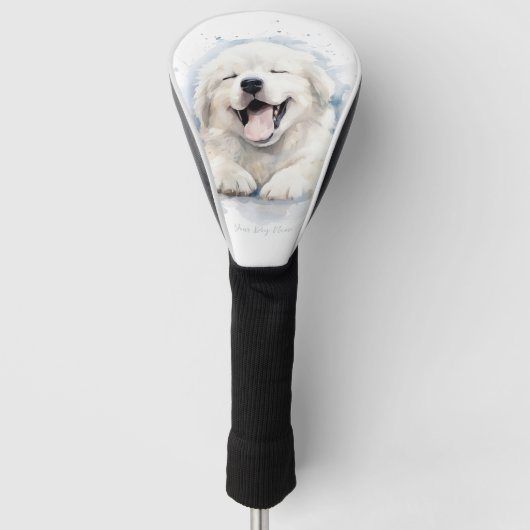 Super schattige engel slapende puppy Grote Pyrenee Golfheadcover (Voorkant)