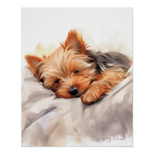 Super schattige engel slapende puppy Yorkshire Ter Perfect Poster (Voorkant)