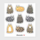 Super Schattige Gestreepte Tabby Cats Kawaii Sticker (Vel)