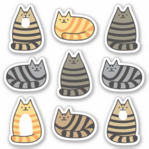 Super Schattige Gestreepte Tabby Cats Kawaii Sticker