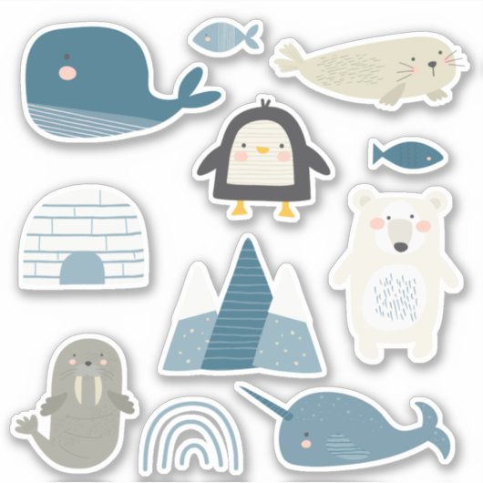 Super schattige gewonde dieren en vissen sticker (Voorkant)