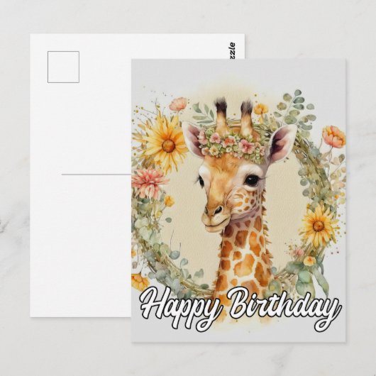 Super Schattige Giraf | Gefeliciteerd Briefkaart (Voorkant / Achterkant)