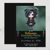 Super Schattige Gotisch Meisje Zwart Halloween Kaart (Voorkant / Achterkant)