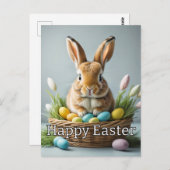 Super Schattige Happy Easter Bunny Briefkaart (Voorkant / Achterkant)