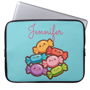 Super schattige kawaii regenboog lolly monogram bl laptop sleeve